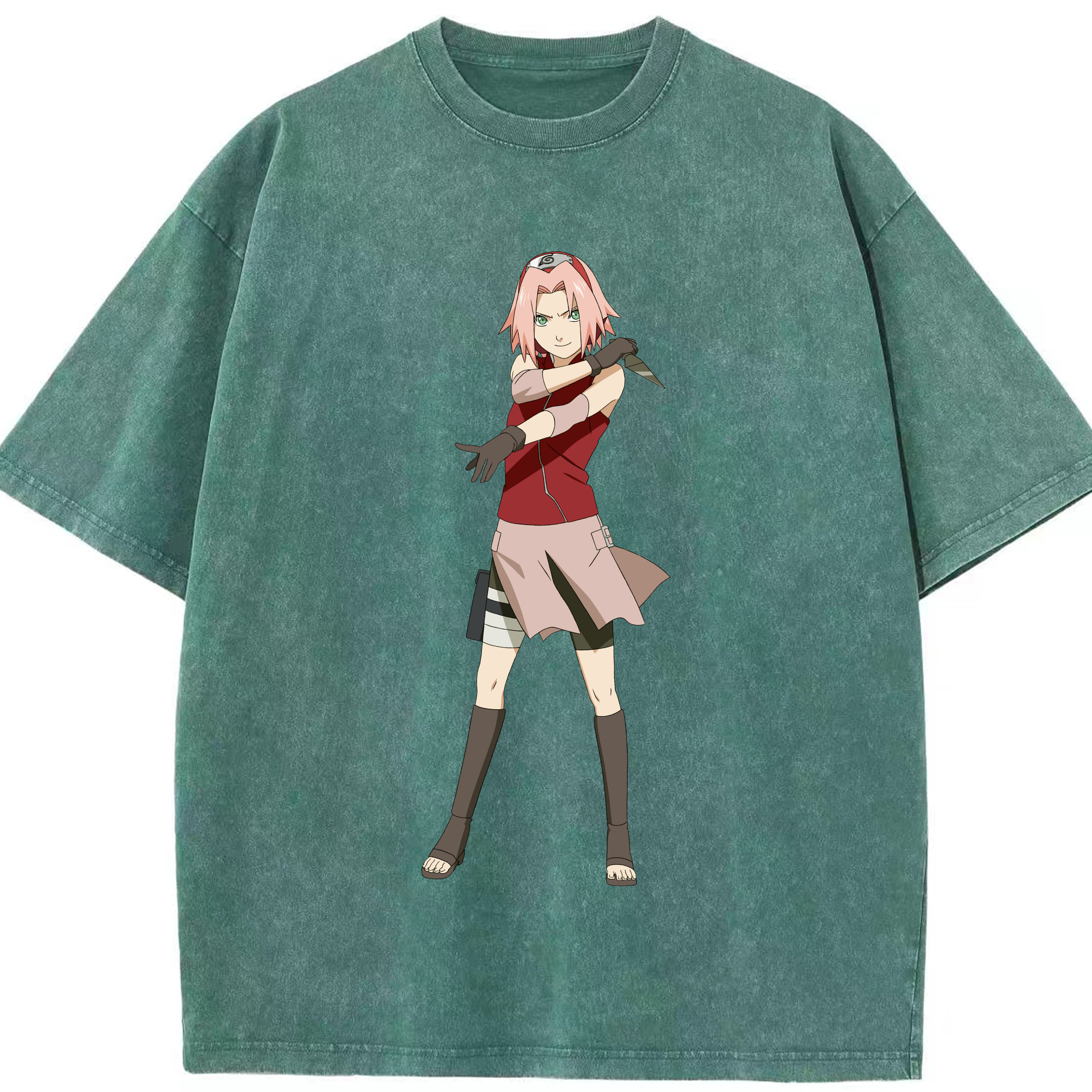 （画像用） NARUTO -ナルト- 春野サクラ Haruno Sakura 綿100% ヴィンテージ風 半袖Tシャツ（フロントプリント）